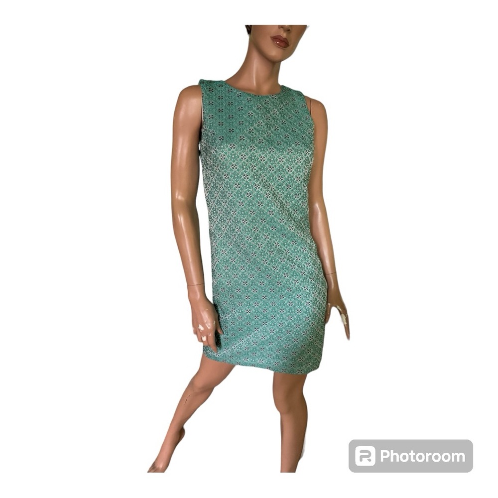 Banana Republic size 0 teal/black/white woven sleeveless shift